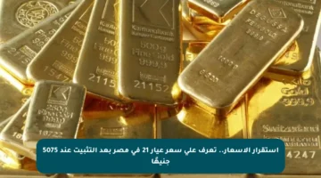 استقرار الأسعار.. تعرف على سعر عيار 21 في مصر بعد التثبيت عند 5075 جنيهًا